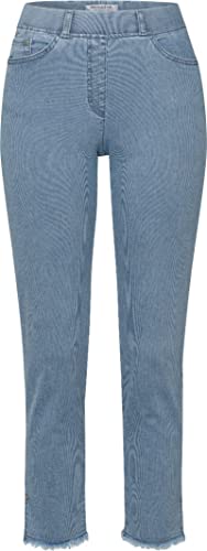 Raphaela by Brax Lavina Fringe Denim Pinstripe Jeansy Damskie, Niebieski/Biały, 46