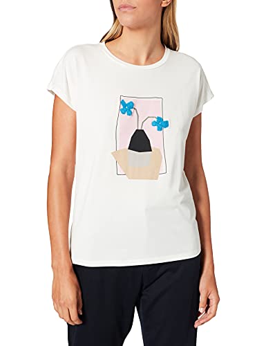 VERO MODA Vmmiaava Ss Top Box JRS Ga t-shirt damski, Snow White/Print:pink Flowers, S