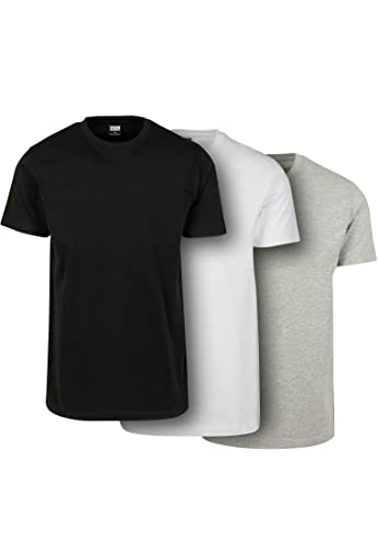 Urban Classics Męski T-shirt (opakowanie 3 szt.), wielokolorowy (Black/White/Grey 01563), 3XL