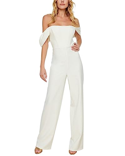 Trendyol Kombinezon damski jednokolorowy tkany, Ecru, 66