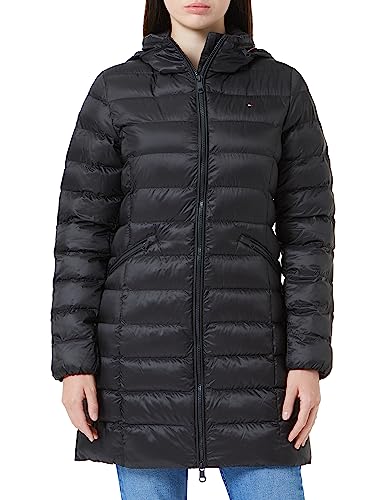 Tommy Hilfiger Damski płaszcz MW Padded Global Stripe Black, XL, Czarny
