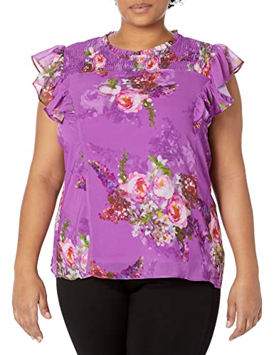 City Chic Women's Apparel Klasyczna koszula damska, wisteria painterly r, 54-Du?e Rozmiary
