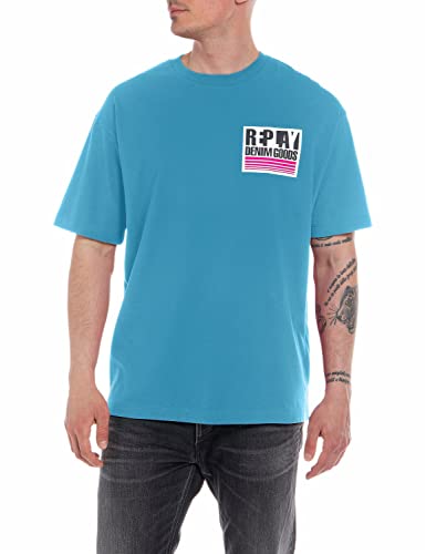 Replay Męski T-shirt M6497, 180 NEON Sky, XL, 180 Neon Sky, XL