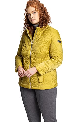 Ulla Popken Damska kurtka funkcyjna, pikowana, wodoodporna kurtka, ciemnożółta, 62/64, Ciemny żółty musztardowy