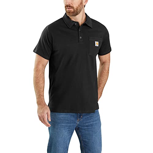 Carhartt Męska koszulka polo Force Cotton Delmont Pocket, Czarny, XL