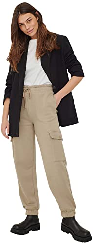 NA-KD Damskie spodnie dresowe z dużymi kieszeniami, Ciemnobeżowy, L