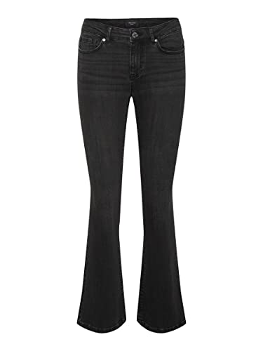 VERO MODA VMPEACHY dżinsy damskie Mid Rise rozkloszowane, czarny denim, S x 32L