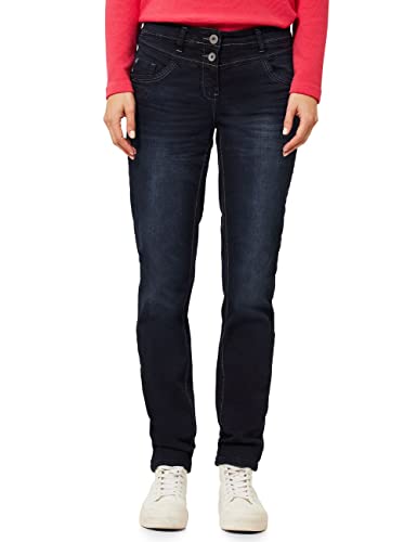 Cecil Damskie spodnie jeansowe B375768 Tapered, Blue/Black Used wash, W28/L34, Blue/Black Used Wash, 28W / 34L