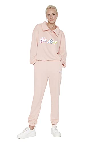 Trendyol Damskie spodnie dresowe z normalnym stanem o wąskim kroju, Proszek, S