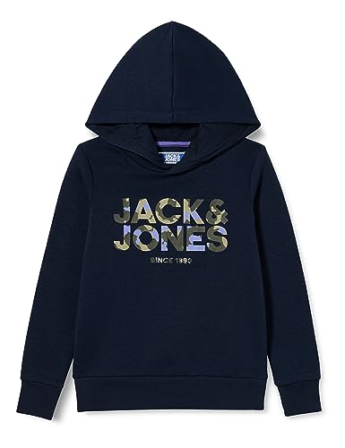 JACK&JONES JUNIOR Chłopięca bluza z kapturem Jjjames Sweat Hood Jnr, granatowy blezer, 128
