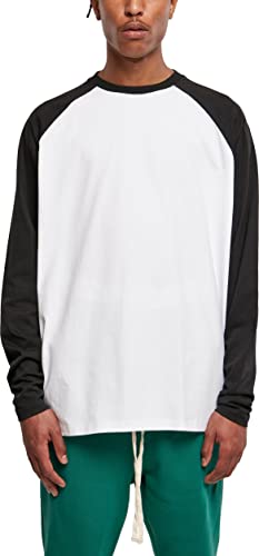 Urban Classics Męski T-shirt z długim rękawem Organic Oversized Raglan, biały/czarny, 4XL