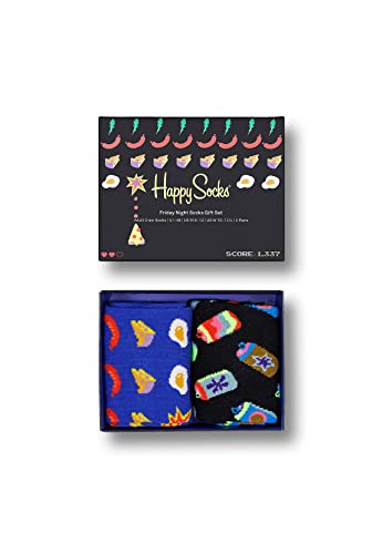 Happy Socks 2-Pack Friday Night Socks Set, kolorowe i zabawne, skarpetki dla kobiet i mężczyzn, Czarny (36-40)