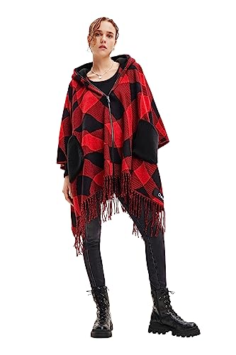 Desigual Ponczo damskie ChECKYS ARENAL/Z, czarne, rozmiar uniwersalny, czarny, rozmiar uniwersalny