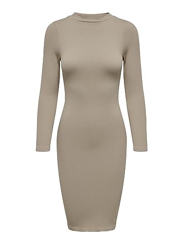 Bestseller A/S Damska sukienka Onlgwen L/S Rib Short Slit Dress PNT, Weathered Teak, M