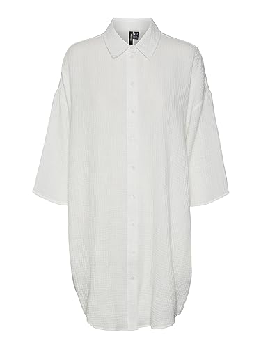 VERO MODA Koszulka damska VMNATALI 3/4 Long Overshirt NOOS, Snow White, S, Snow White, S