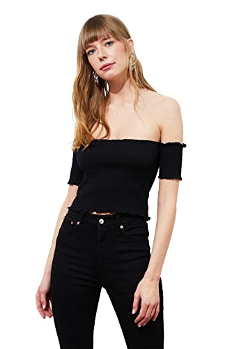 Trendyol Damska bluza z dzianiny w kolorze czarnym, bardzo duża