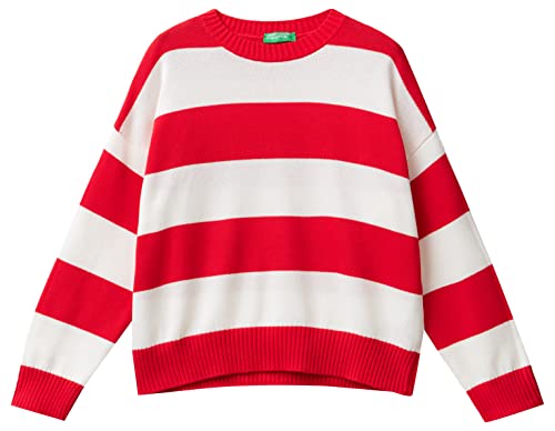 United Colors of Benetton Sweter damski, Czerwone paski Fancy 901, XL