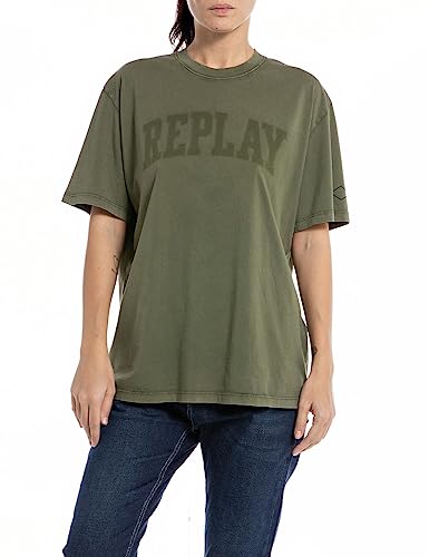 Replay T-shirt damski regular fit, 234 Dark Olive, XS