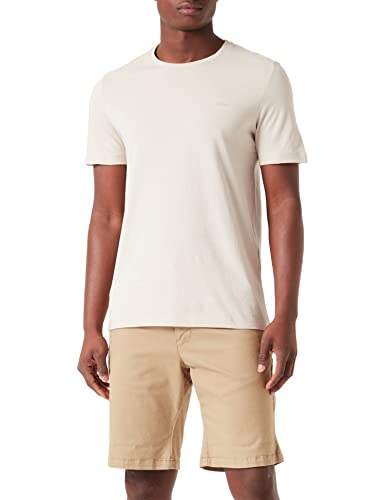 s.Oliver Męski T-shirt Brad Slim Fit z krótkim rękawem, brązowy, M, beżowy, M