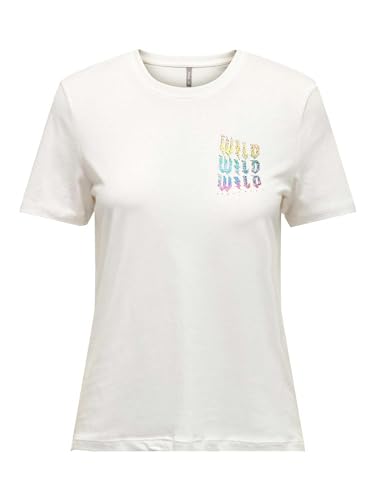ONLY Onlkandy Life Reg S/S Lightning Box JRS koszulka damska, Cloud Dancer/Print: wild, L