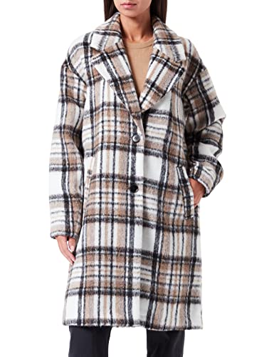 bestseller a/s Damski płaszcz VMCASSANDRA Coat BOOS, Oatmeal/Checks:, S