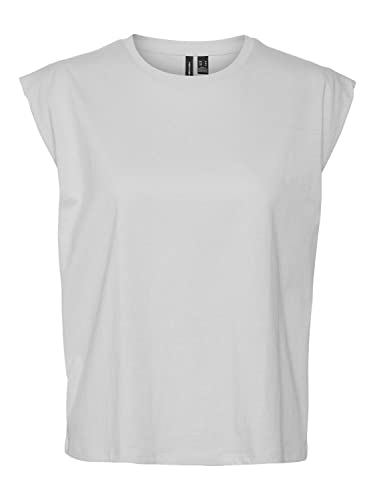 VERO MODA Damska koszulka Vmpanna Glenn Sl Top Noos, jasnoszary melanżowy, L
