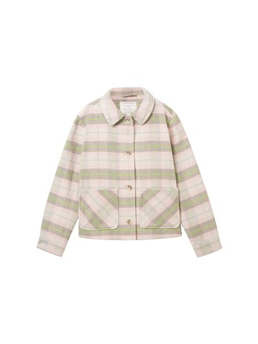 TOM TAILOR Dziewczęcy overshirt kurtka z wzorem w kratkę, 32535-Light Grey Rose Check, 128/134 cm