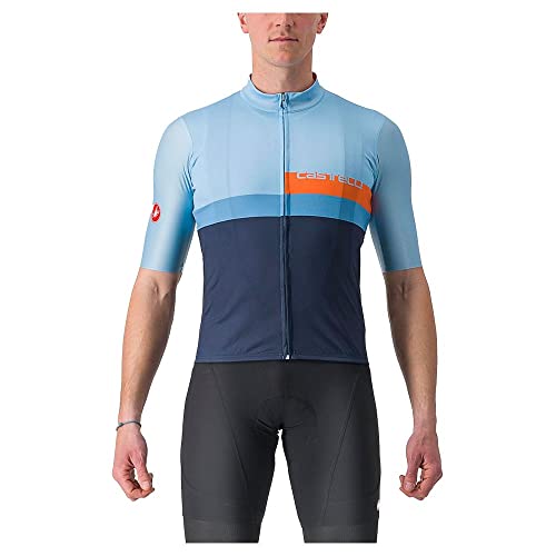 CASTELLI A Blocco Jersey Koszula męska, Baby Blue/Scarlet Lava-Niagara Blue-belgian Blue, XL