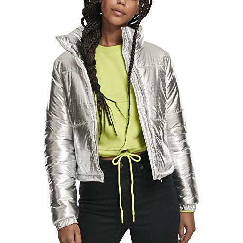 Urban Classics Damska kurtka Ladies Metalic Puffer kurtka zimowa, srebrny (Silver 00473), 4XL