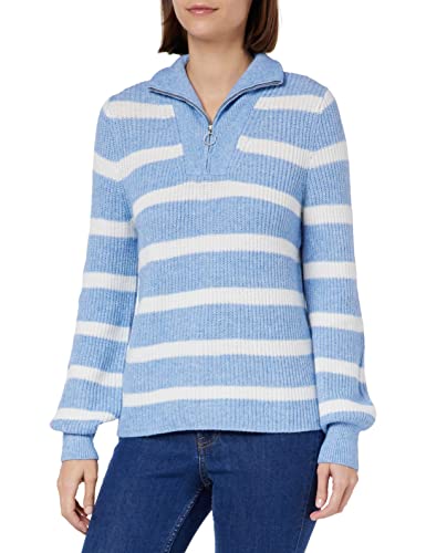 ONLY Onlcoco L/S Zip Ex KNT sweter damski, Allure/Stripes:w, Cloud Dancer, XL