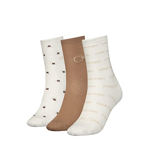 Calvin Klein Damskie skarpety Lurex Gift Box Casual Sock (3 sztuki), Camel Combo, rozmiar uniwersalny