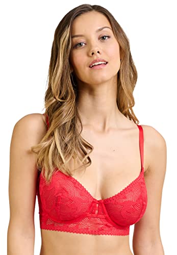 Sans Complexe Damski biustonosz push-Up z fiszbinami, Rouge Poinsettia, 100D
