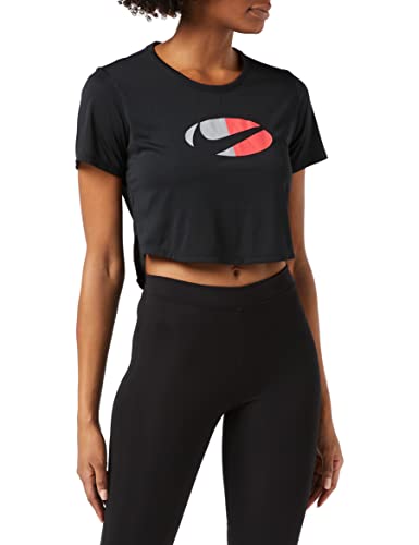 Nike Damska koszulka W Nk One Df Clrblk Ss Std CRP, czarny/Magic Ember/Lt Smoke Grey/(biały), XL