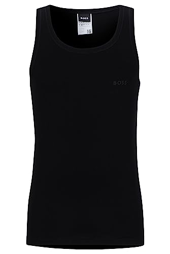 BOSS Męski tank top oryginalny podkoszulek z bawełny o delikatnej strukturze RIPP, czarny (Black1), L