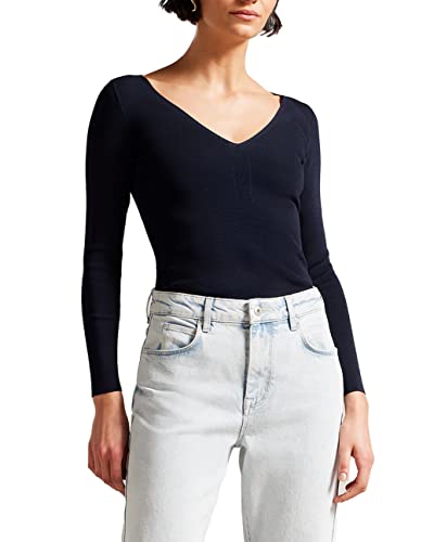 Ted Baker -CILESTE-V Neck Slim Fit dzianinowy top, Dk-niebieski, 42