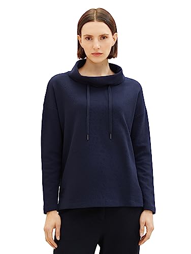 TOM TAILOR Damska bluza z kołnierzem szalowym, 10668-sky Captain Blue, S, 10668-sky Captain Blue, S
