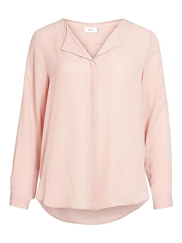 Vila Koszula damska High Low dzielony kołnierz, Rosa, XXL