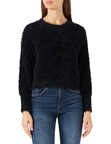bestseller a/s Damski sweter VMEFFY LS O-Neck Argyle Blouse Boo, czarny, S