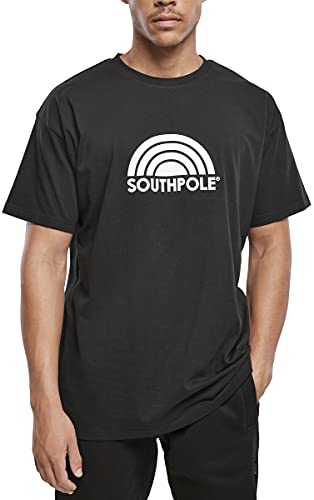 Southpole Męski T-shirt z logo Tee, męska koszulka z nadrukiem logo z przodu, dostępny w 2 kolorach, rozmiary S - XXL, czarny, M
