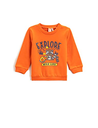 Koton Printed Sweatshirt Long Sleeve Crew Neck Cotton Bluza Dzieci Niemowlęta, Pomarańczowy (200), 12/18 meses