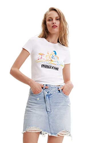 Desigual T-shirt damski, biały, L