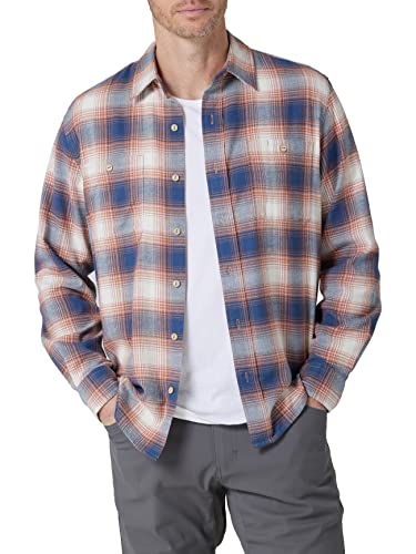 Wrangler Authentics Męska koszula flanelowa Cloud z kołnierzem button-down, brązowa (Copper Brown), mała