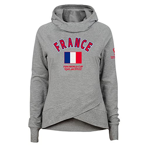 FIFA Damska bluza z kapturem oficjalna World Cup 2022, Snood Neck z kapturem, damska, francuska, Exta, duża, szara, Extra, szary, XL