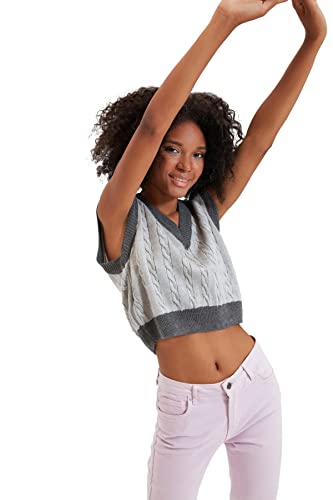 Trendyol Damski sweter z dekoltem w serek, rozmiar M