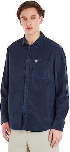Tommy Jeans Męska koszula sztruksowa TJM RLX na co dzień, Ciemna granatowa, XS