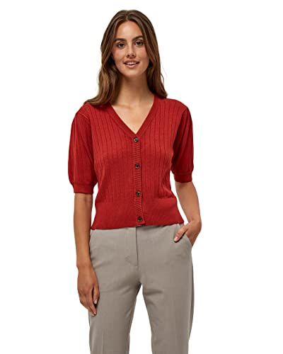 DESIRES Sweter damski Geisha Rib Holepattern Cardigan, Burnt Red, S