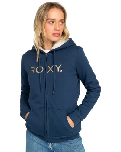 ROXY Damska bluza z kapturem z podszewką Sherpa, Nastrój Indigo, XS