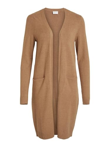 Vila Damski kardigan Viril L/S Long Knit, Tigers Eye/Szczegóły: melanż, M