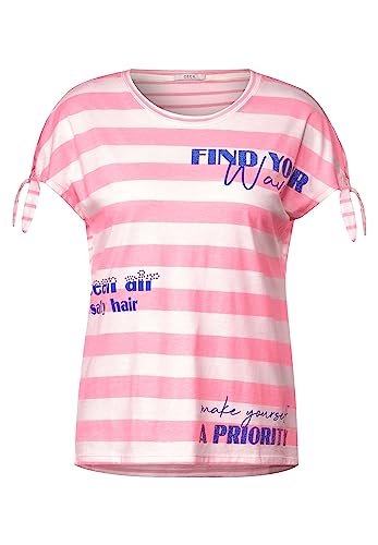 Cecil Damska koszulka w paski, Soft Neon Pink, L