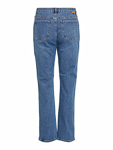 Vila Dżinsy damskie Straight Fit Mid Waist, niebieski (medium blue denim), 40W / 30L